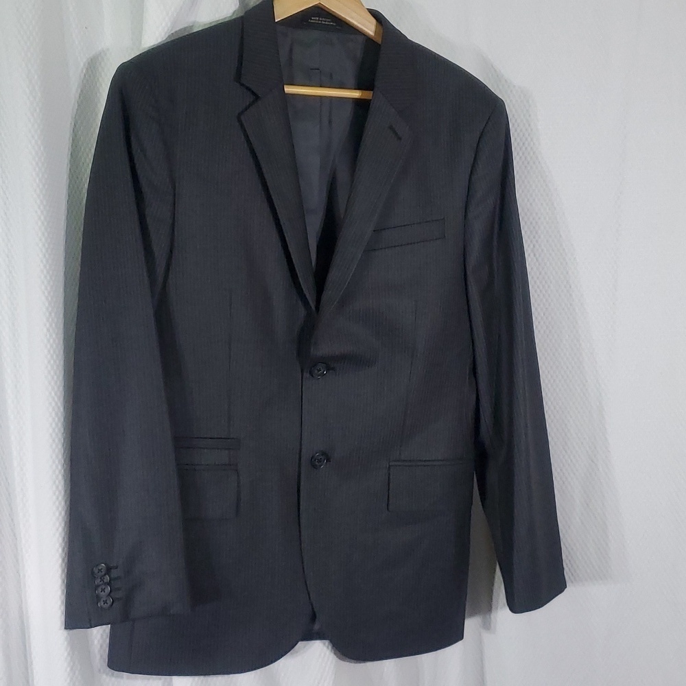 Express Mens Blazer 2Button Blazer Pinstripe Gray Business Career Sz 38S 91%Wool